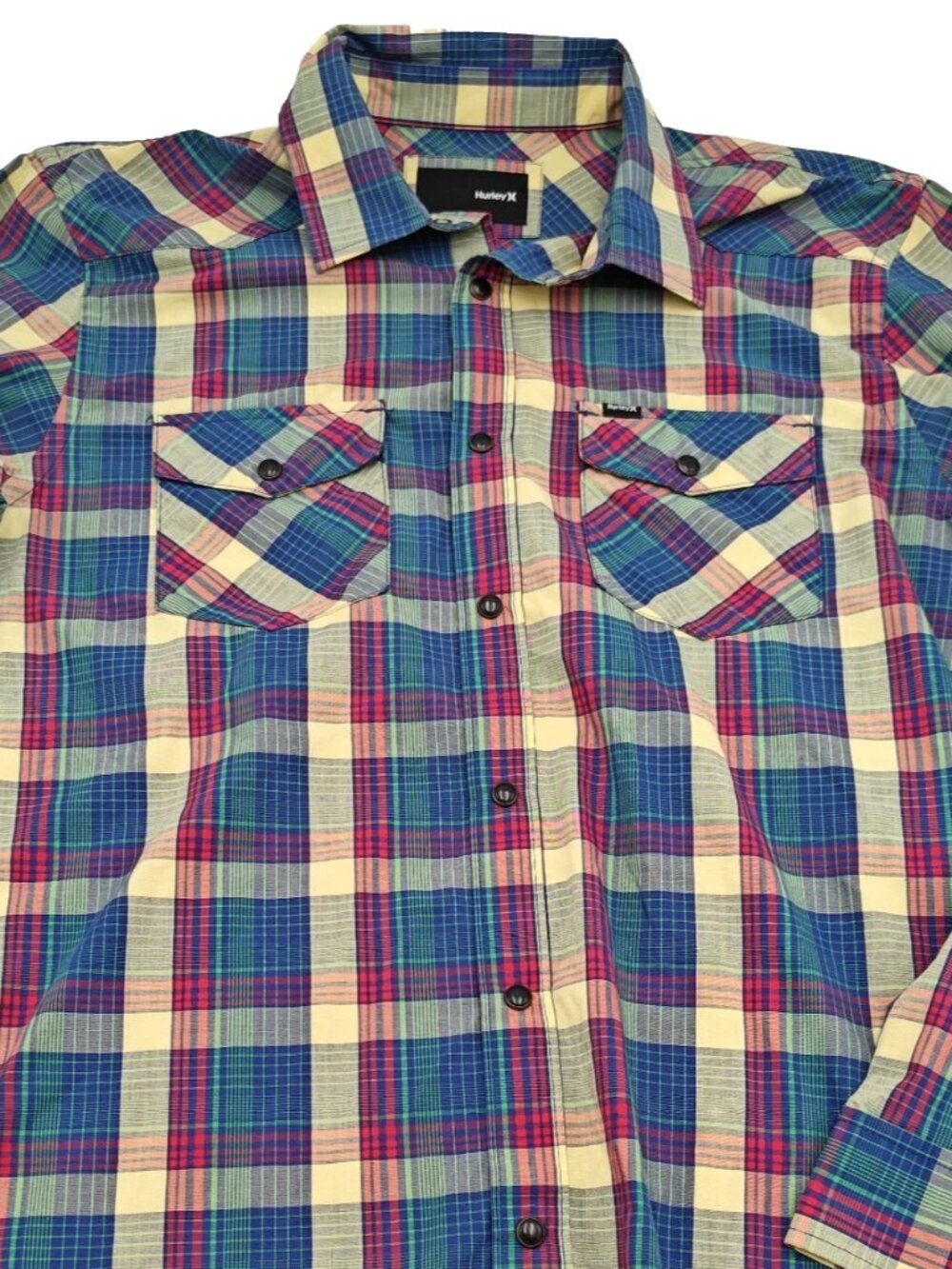 Hurley Weezer Button Up Shirt Plaid Large Y2K Band Surf Skate NWOT